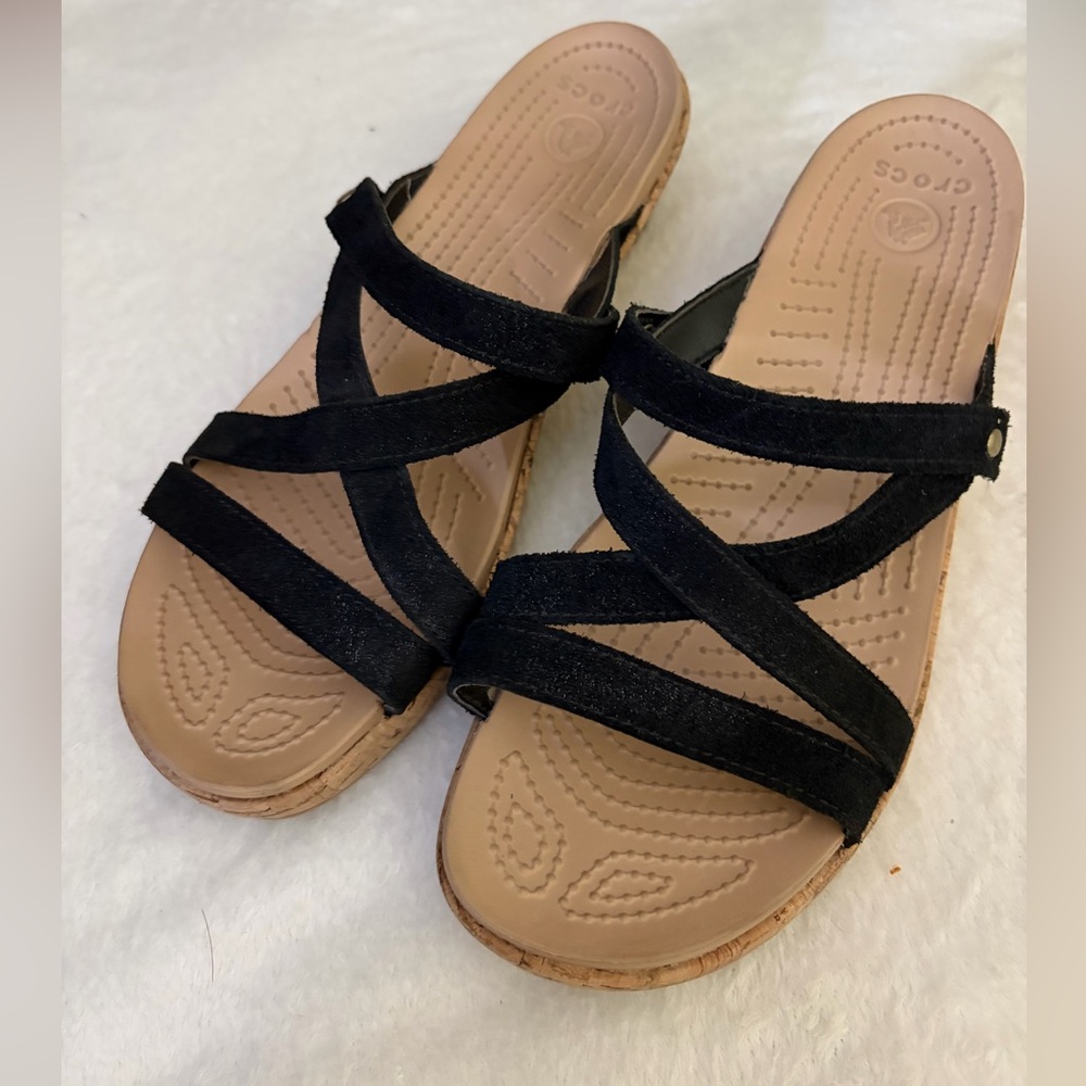 CROCS Black‎ Strappy Sandals Sz 10